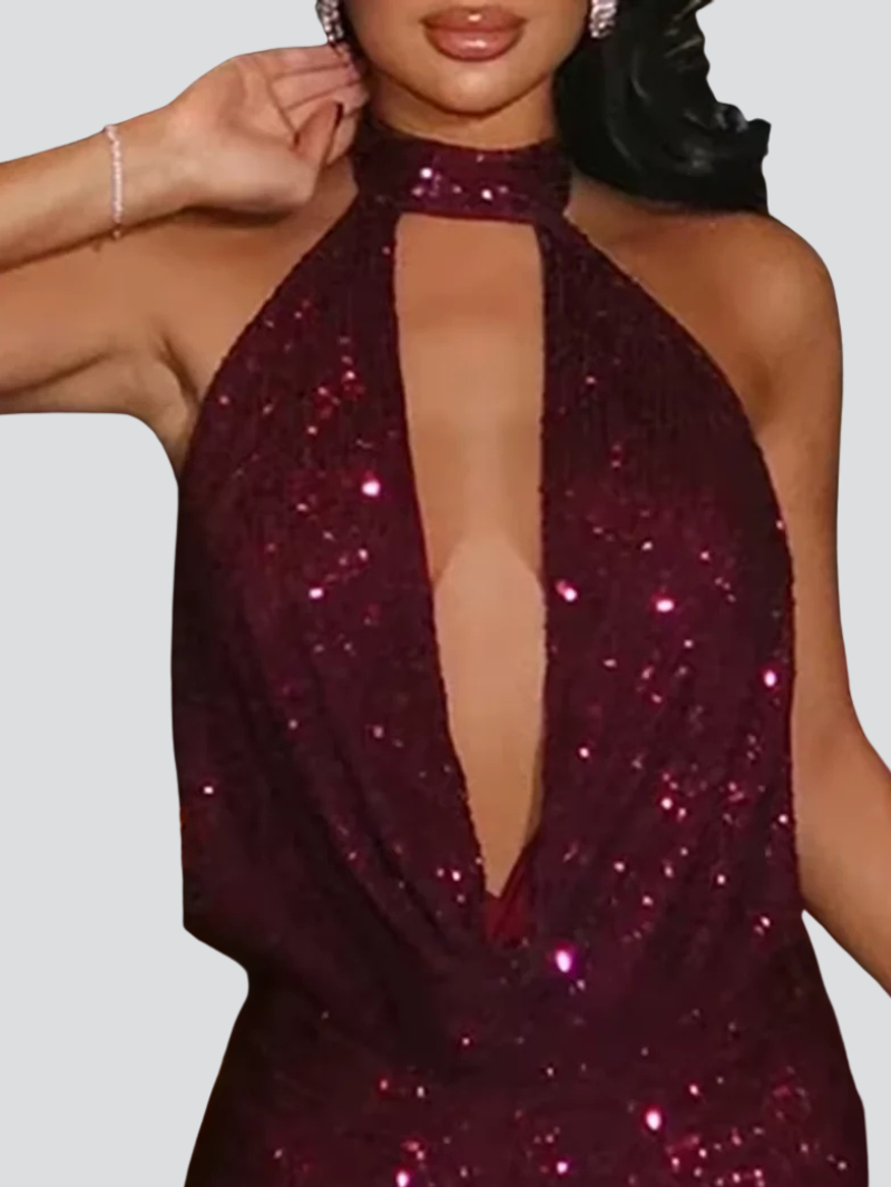 Sexy Sequin Deep V Mini Dress
